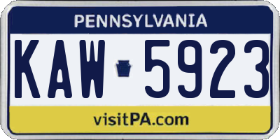 PA license plate KAW5923