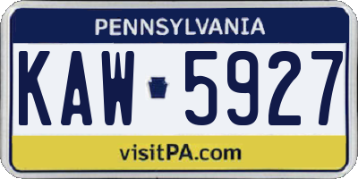 PA license plate KAW5927