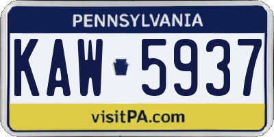 PA license plate KAW5937