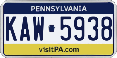 PA license plate KAW5938