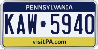 PA license plate KAW5940