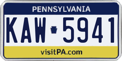 PA license plate KAW5941