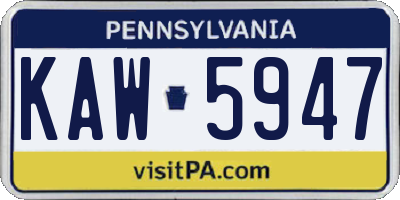 PA license plate KAW5947