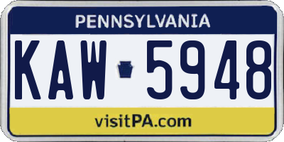 PA license plate KAW5948