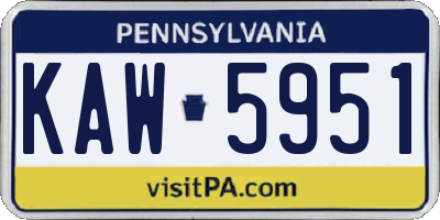 PA license plate KAW5951