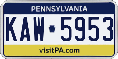 PA license plate KAW5953