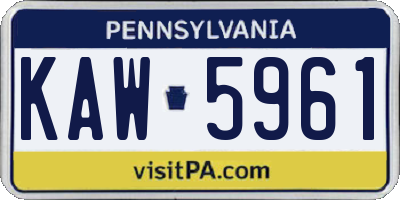 PA license plate KAW5961