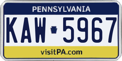 PA license plate KAW5967