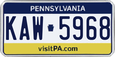 PA license plate KAW5968