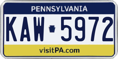 PA license plate KAW5972