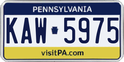 PA license plate KAW5975