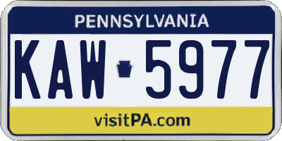 PA license plate KAW5977