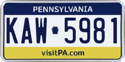 PA license plate KAW5981
