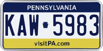 PA license plate KAW5983