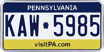 PA license plate KAW5985
