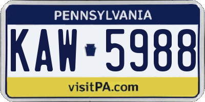 PA license plate KAW5988