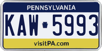 PA license plate KAW5993