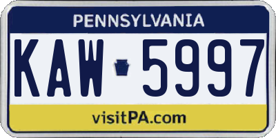 PA license plate KAW5997
