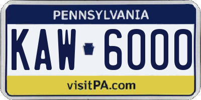 PA license plate KAW6000