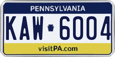 PA license plate KAW6004