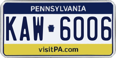PA license plate KAW6006