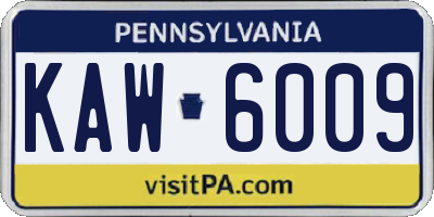 PA license plate KAW6009