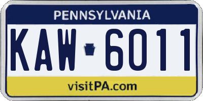 PA license plate KAW6011