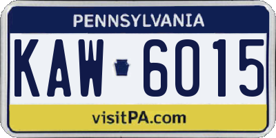 PA license plate KAW6015