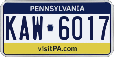 PA license plate KAW6017