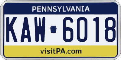 PA license plate KAW6018