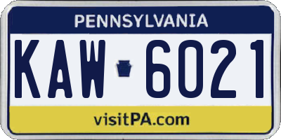 PA license plate KAW6021