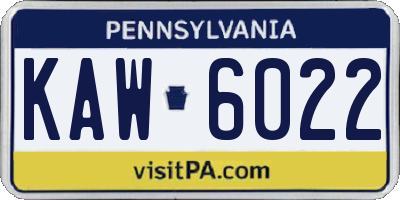 PA license plate KAW6022