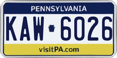 PA license plate KAW6026