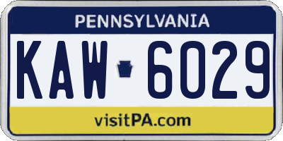 PA license plate KAW6029