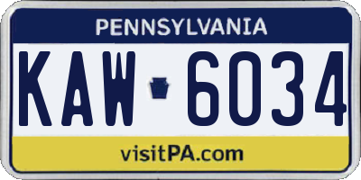 PA license plate KAW6034