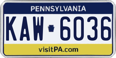 PA license plate KAW6036