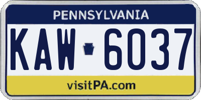 PA license plate KAW6037