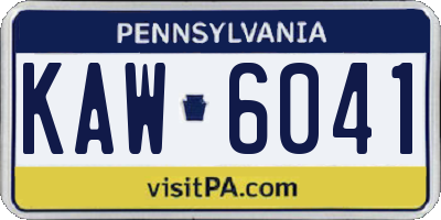 PA license plate KAW6041