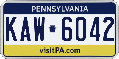 PA license plate KAW6042
