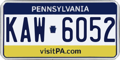 PA license plate KAW6052