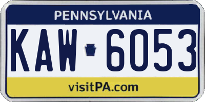 PA license plate KAW6053