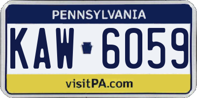 PA license plate KAW6059