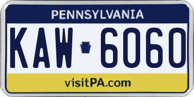 PA license plate KAW6060