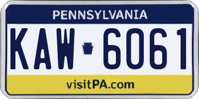 PA license plate KAW6061