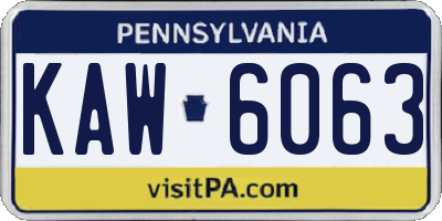 PA license plate KAW6063