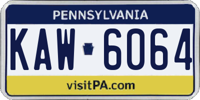 PA license plate KAW6064