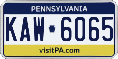 PA license plate KAW6065