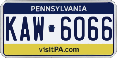 PA license plate KAW6066