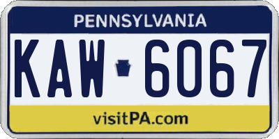 PA license plate KAW6067