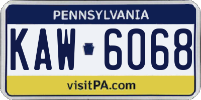 PA license plate KAW6068